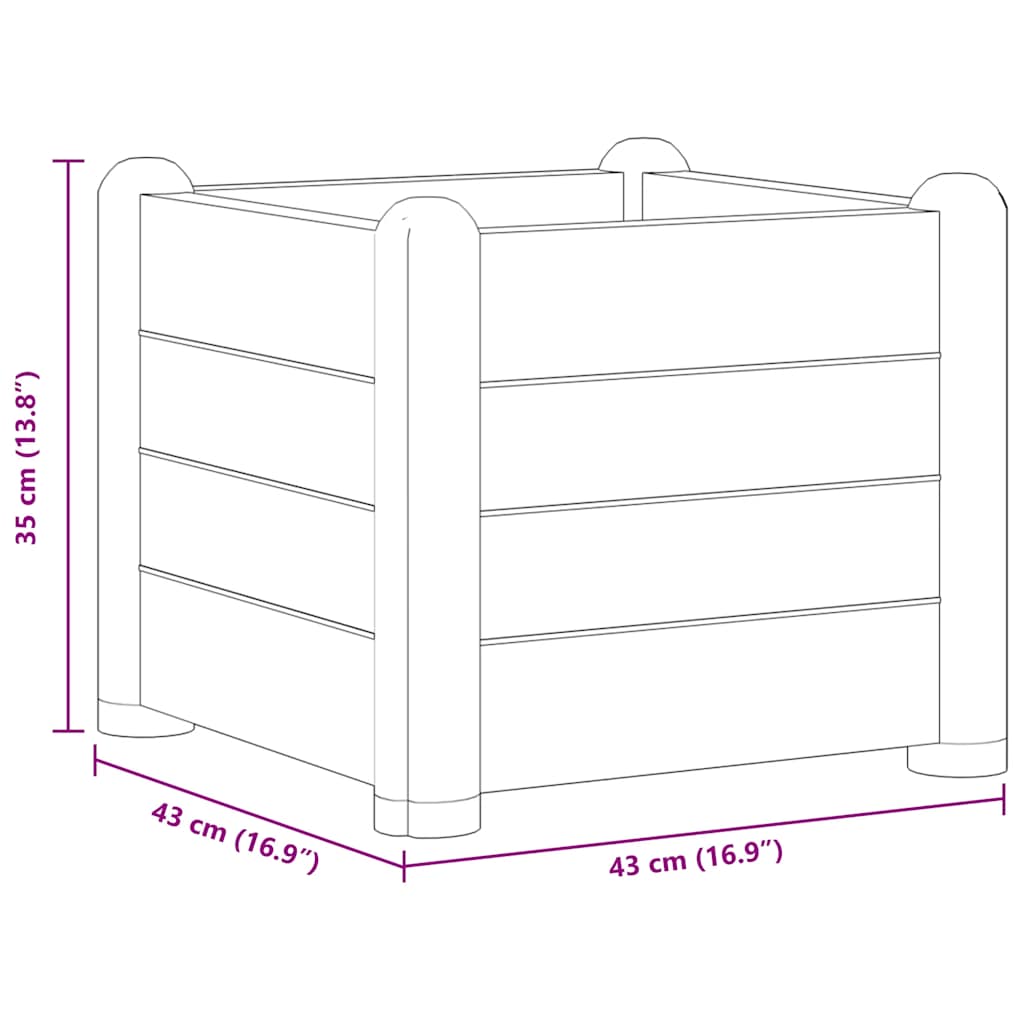 Garten-Hochbeet PP Mokka 43x43x35 cm