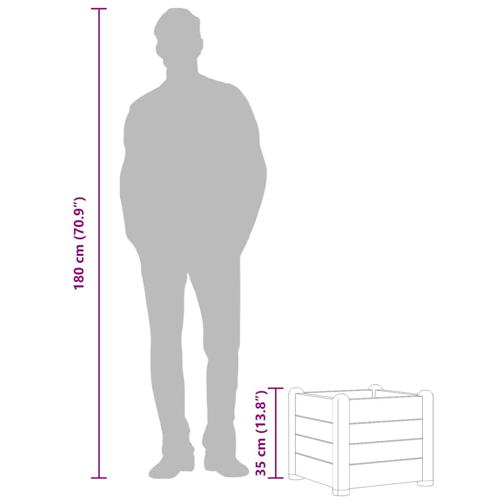 Garten-Hochbeet PP Mokka 43x43x35 cm