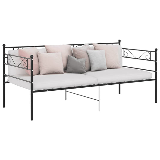 Schlafsofa Bettgestell Schwarz Metall 90x200 cm
