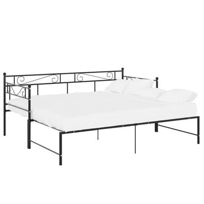 Ausziehsofa Bettgestell Schwarz Metall 90x200 cm