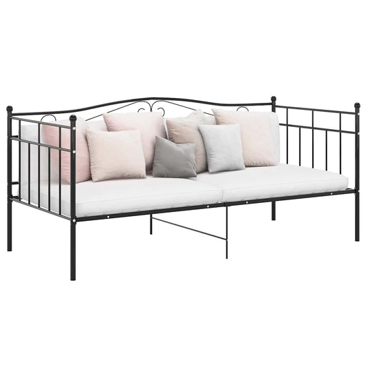 Schlafsofa Bettgestell Schwarz Metall 90x200 cm