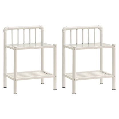 Nachttische 2 Stk. Weiß Transparent Metall und Glas