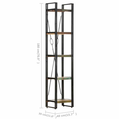 Bücherregal 5 Fächer 40x30x180 cm Altholz Massiv