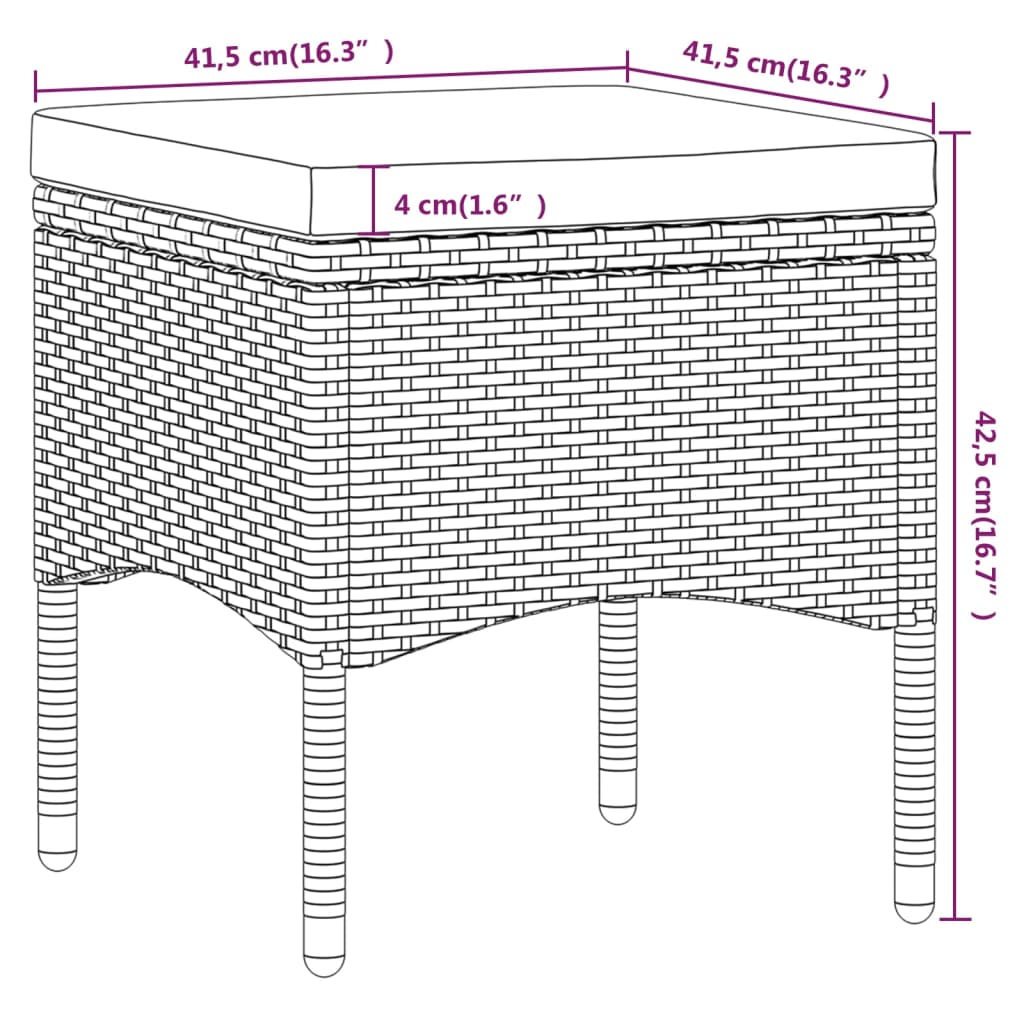 5-tlg. Garten-Essgruppe Poly Rattan und Hartglas Schwarz