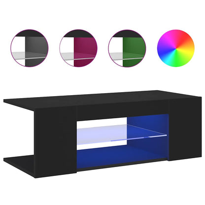 TV-Schrank mit LED-Leuchten Schwarz 90x39x30cm