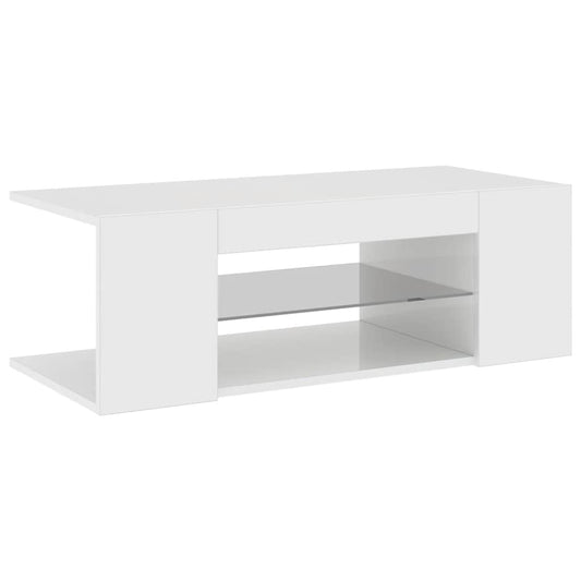 TV-Schrank mit LED-Leuchten Hochglanz-Weiß 90x39x30 cm