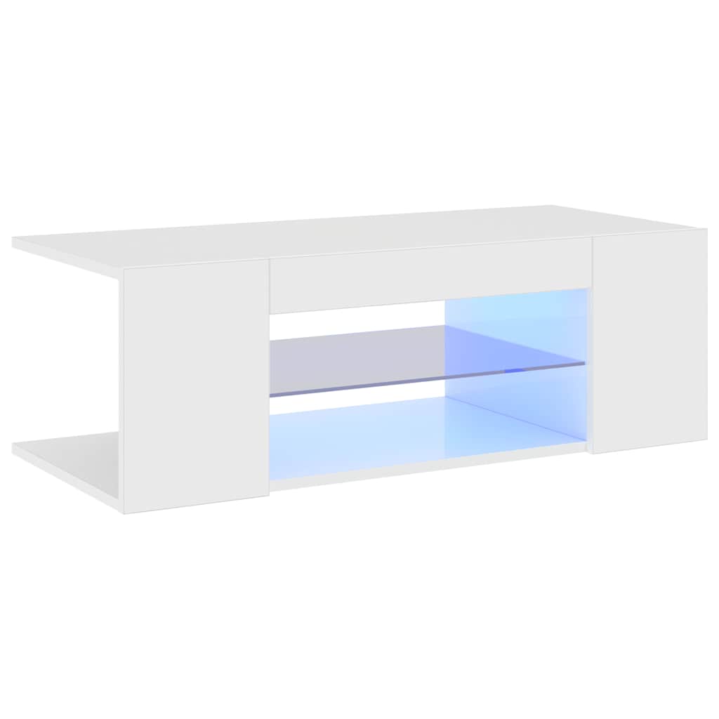 TV-Schrank mit LED-Leuchten Hochglanz-Weiß 90x39x30 cm