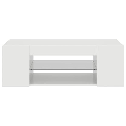 TV-Schrank mit LED-Leuchten Hochglanz-Weiß 90x39x30 cm