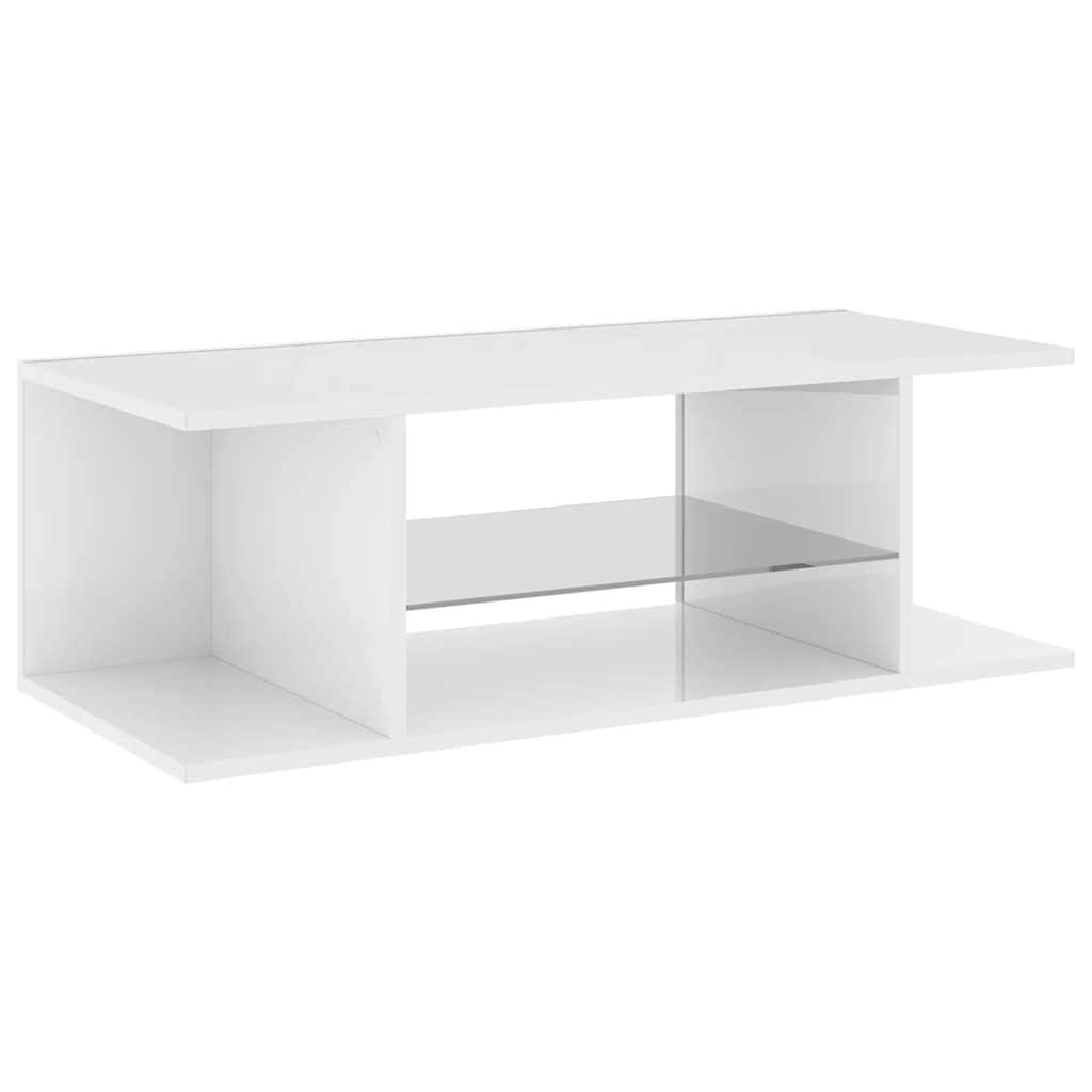 TV-Schrank mit LED-Leuchten Hochglanz-Weiß 90x39x30 cm