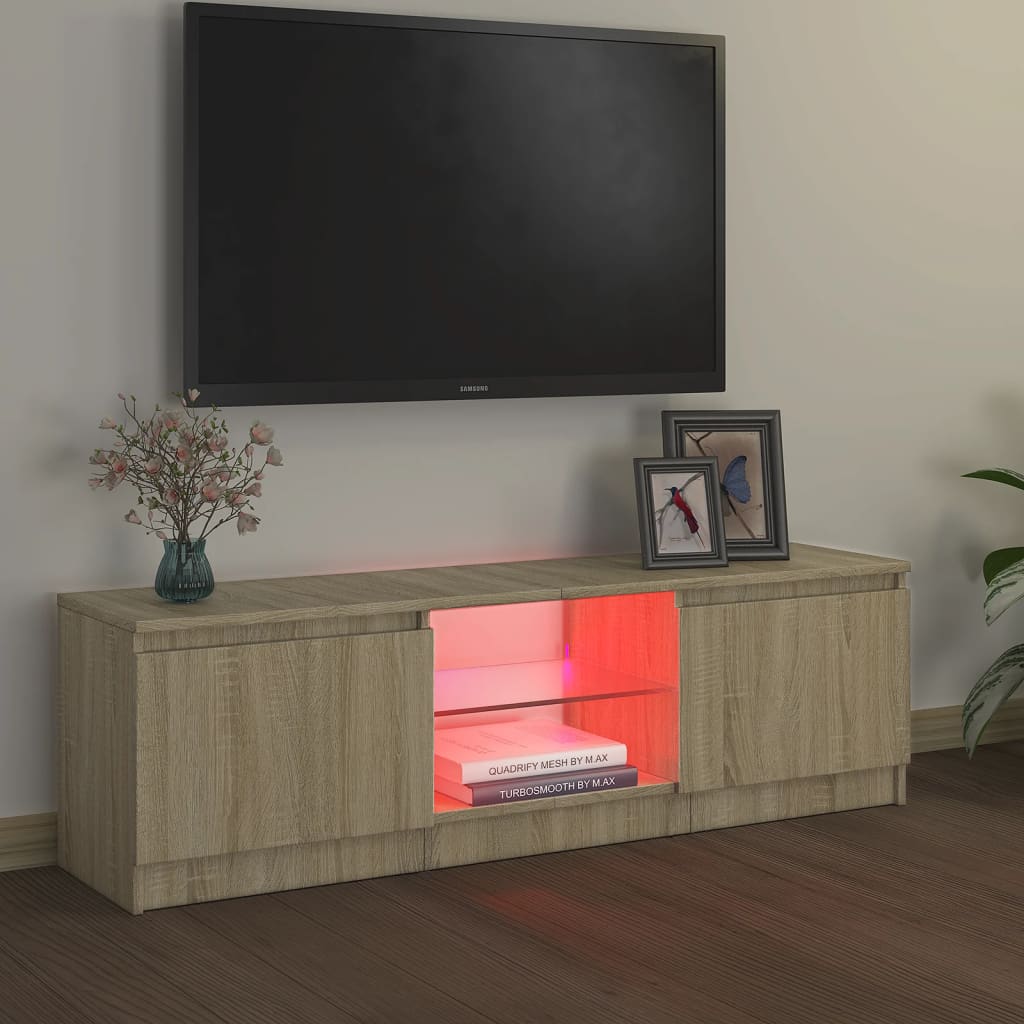 TV-Schrank mit LED-Leuchten Sonoma-Eiche 120x30x35,5 cm