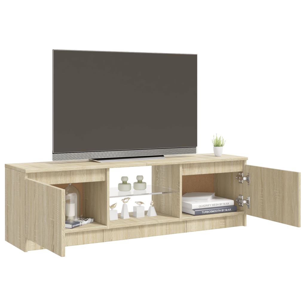 TV-Schrank mit LED-Leuchten Sonoma-Eiche 120x30x35,5 cm