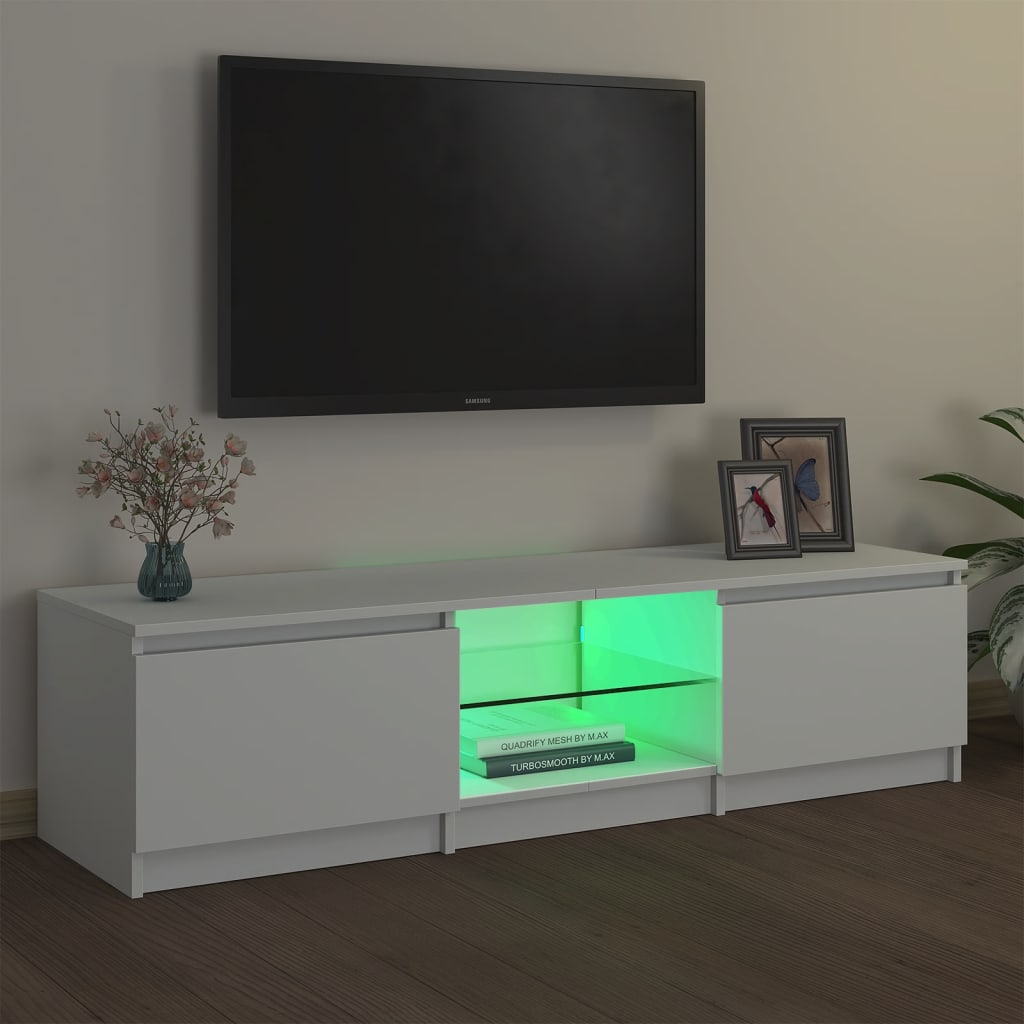 TV-Schrank mit LED-Leuchten Weiß 140x40x35,5 cm