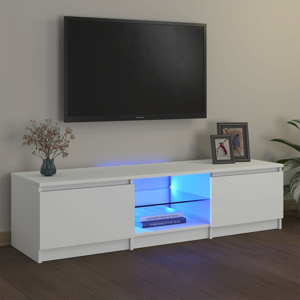 TV-Schrank mit LED-Leuchten Weiß 140x40x35,5 cm