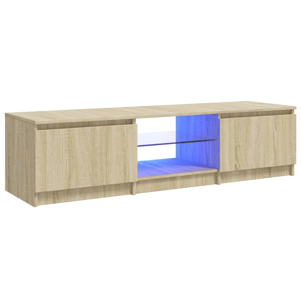 TV-Schrank mit LED-Leuchten Sonoma-Eiche 140x40x35,5 cm