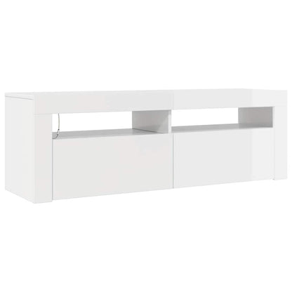 TV-Schrank mit LED-Leuchten Hochglanz-Weiß 120x35x40 cm