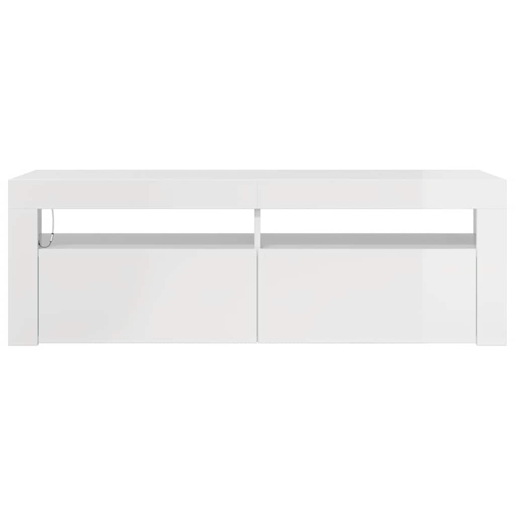TV-Schrank mit LED-Leuchten Hochglanz-Weiß 120x35x40 cm
