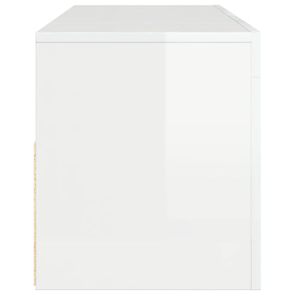 TV-Schrank mit LED-Leuchten Hochglanz-Weiß 120x35x40 cm