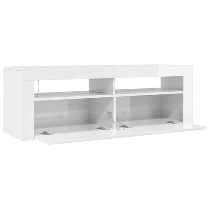 TV-Schrank mit LED-Leuchten Hochglanz-Weiß 120x35x40 cm