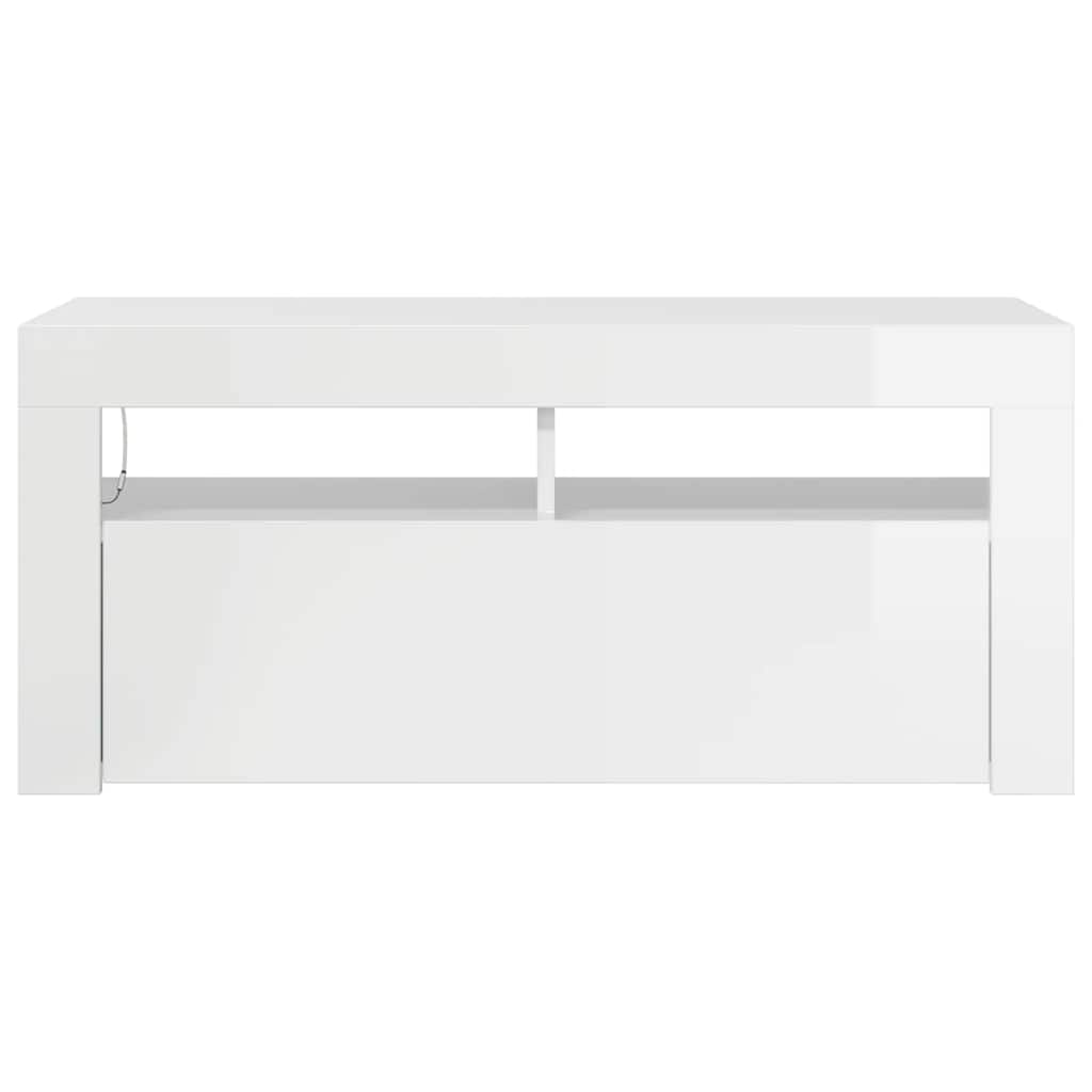 TV-Schrank mit LED-Leuchten Hochglanz-Weiß 90x35x40 cm