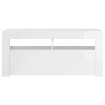 TV-Schrank mit LED-Leuchten Hochglanz-Weiß 90x35x40 cm