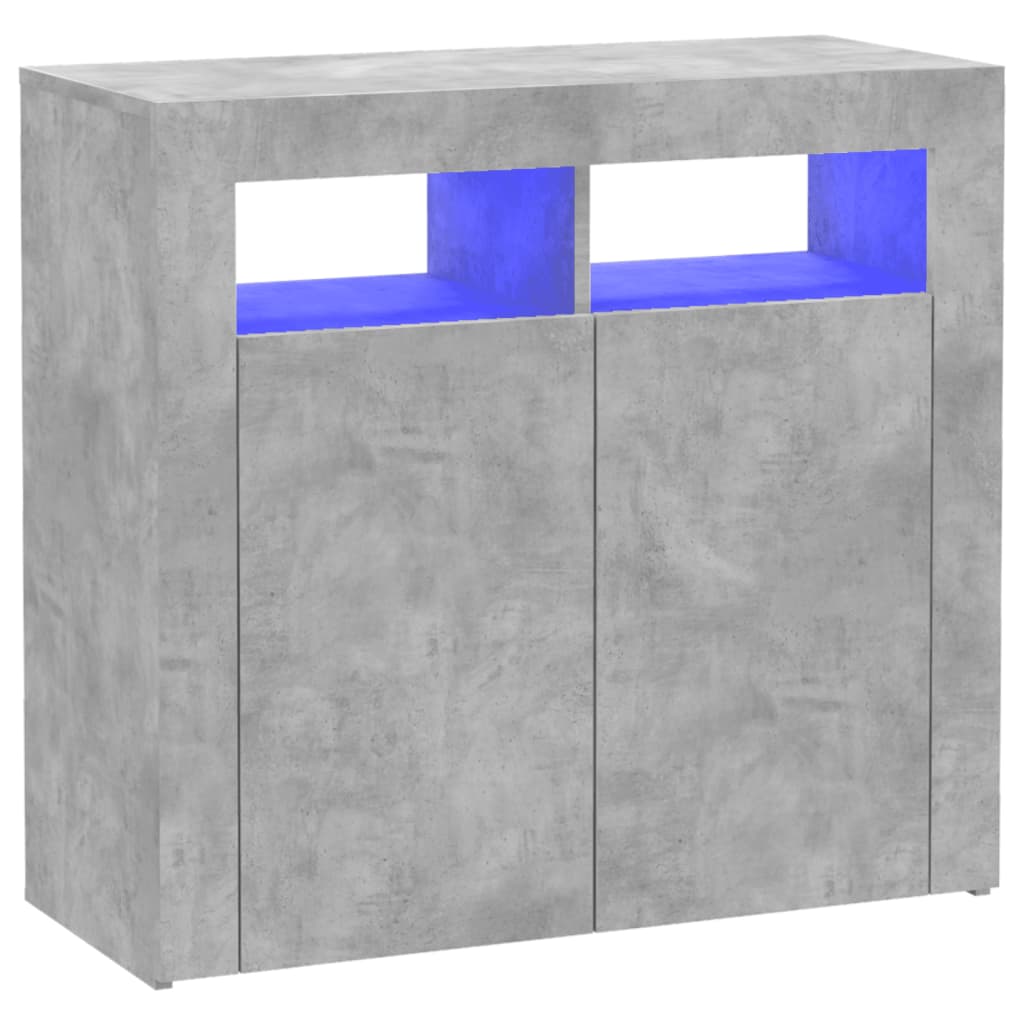 Sideboard mit LED-Leuchten Betongrau 80x35x75 cm