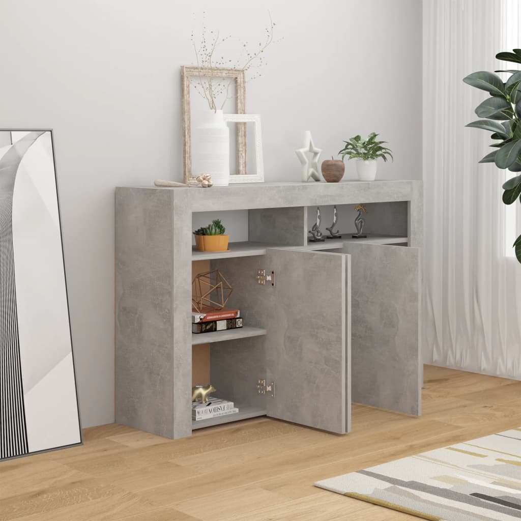 Sideboard mit LED-Leuchten Betongrau 115,5x30x75 cm