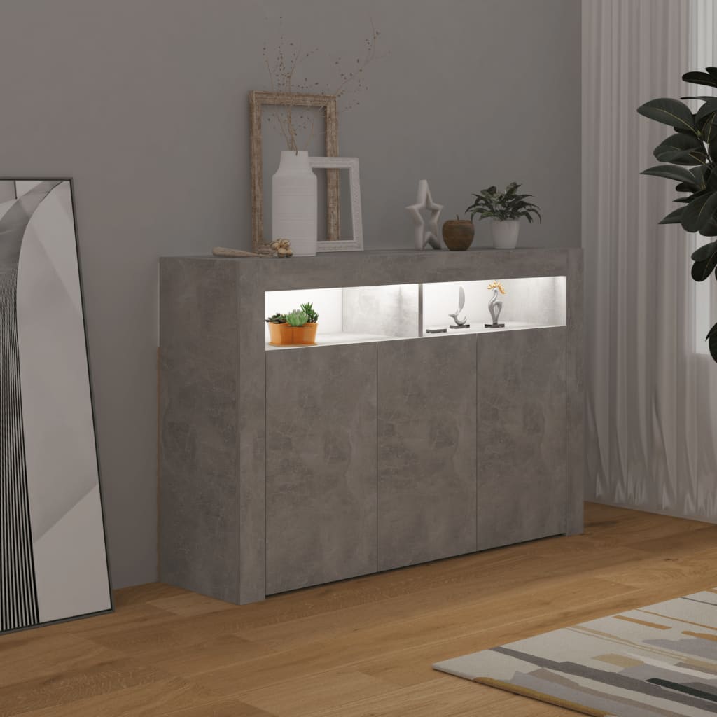 Sideboard mit LED-Leuchten Betongrau 115,5x30x75 cm