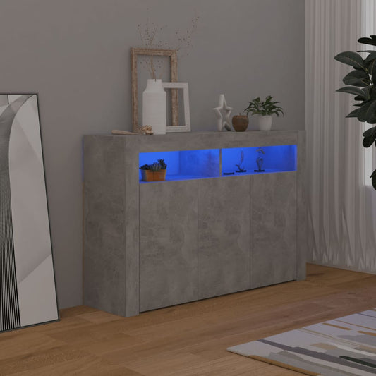 Sideboard mit LED-Leuchten Betongrau 115,5x30x75 cm