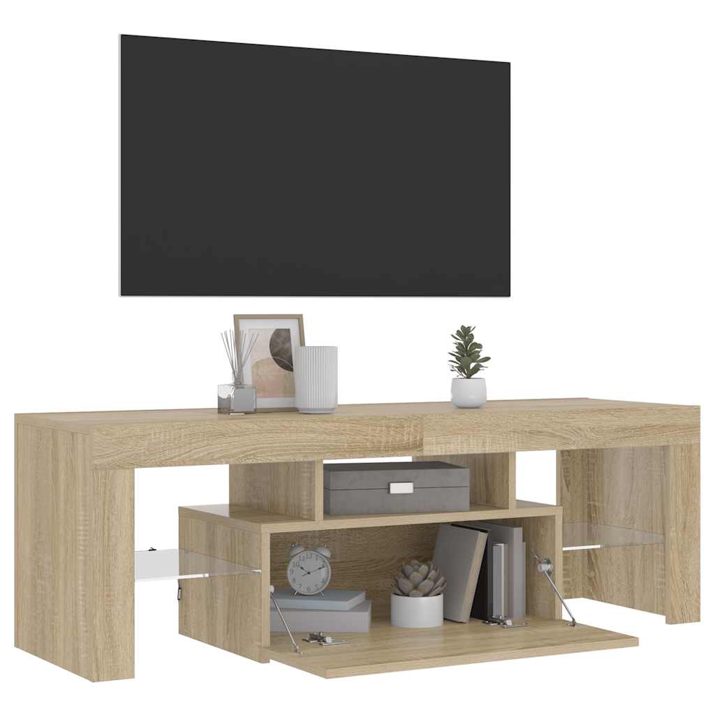 TV-Schrank mit LED-Leuchten Sonoma-Eiche 120x35x40 cm