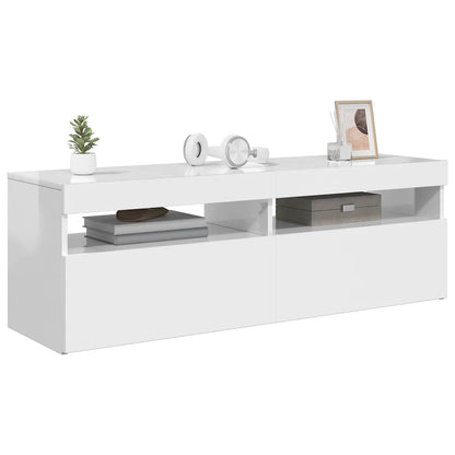 TV-Schrank mit LED-Leuchten Hochglanz-Weiß 120x35x40 cm