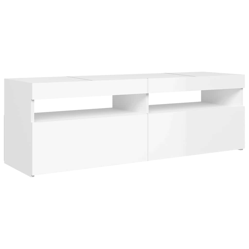 TV-Schrank mit LED-Leuchten Hochglanz-Weiß 120x35x40 cm