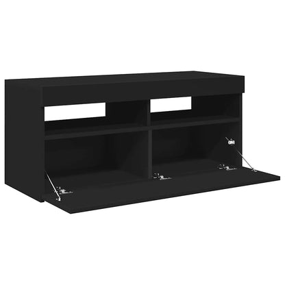 TV-Schrank mit LED-Leuchten Schwarz 90x35x40 cm