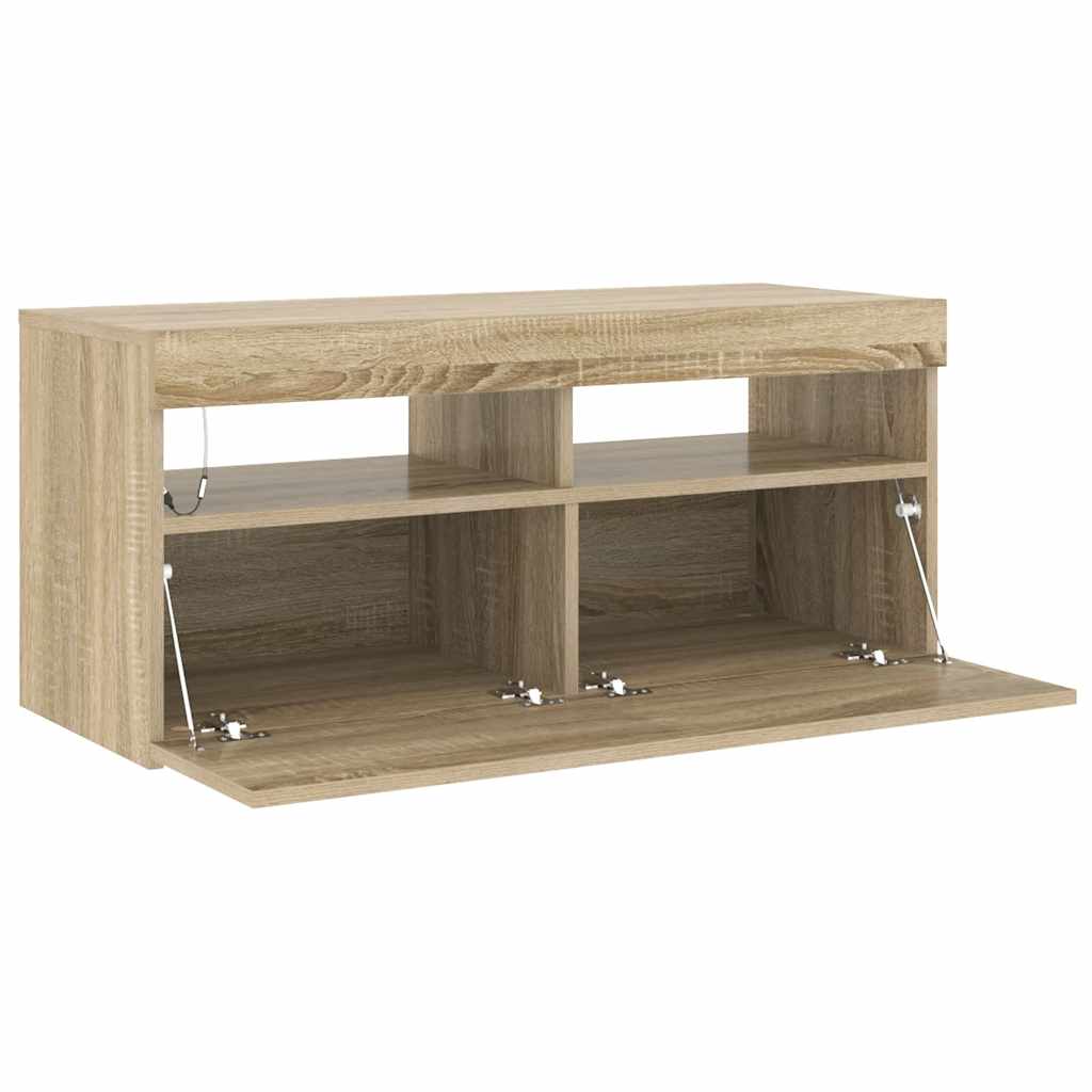 TV-Schrank mit LED-Leuchten Sonoma-Eiche 90x35x40 cm