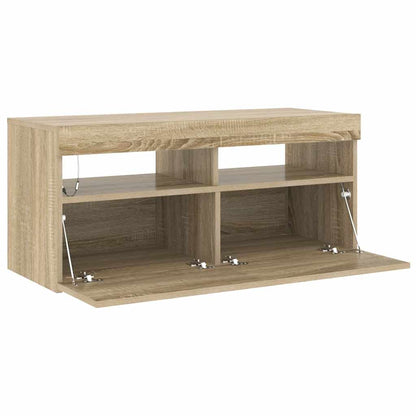 TV-Schrank mit LED-Leuchten Sonoma-Eiche 90x35x40 cm