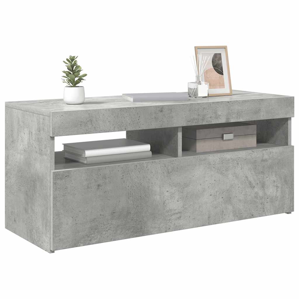 TV-Schrank mit LED-Leuchten Betongrau 90x35x40 cm