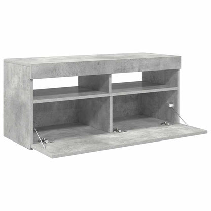 TV-Schrank mit LED-Leuchten Betongrau 90x35x40 cm