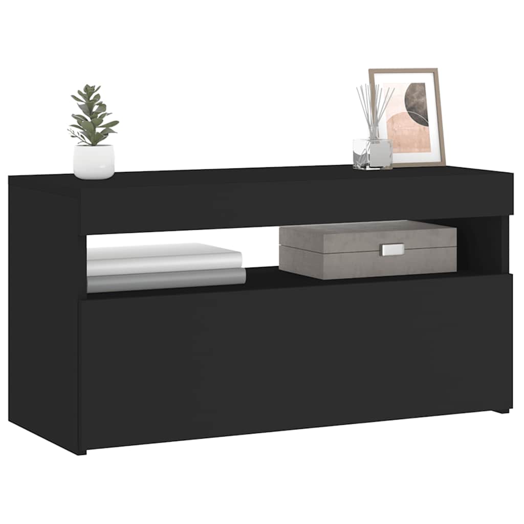 TV-Schrank mit LED-Leuchten Schwarz 75x35x40 cm