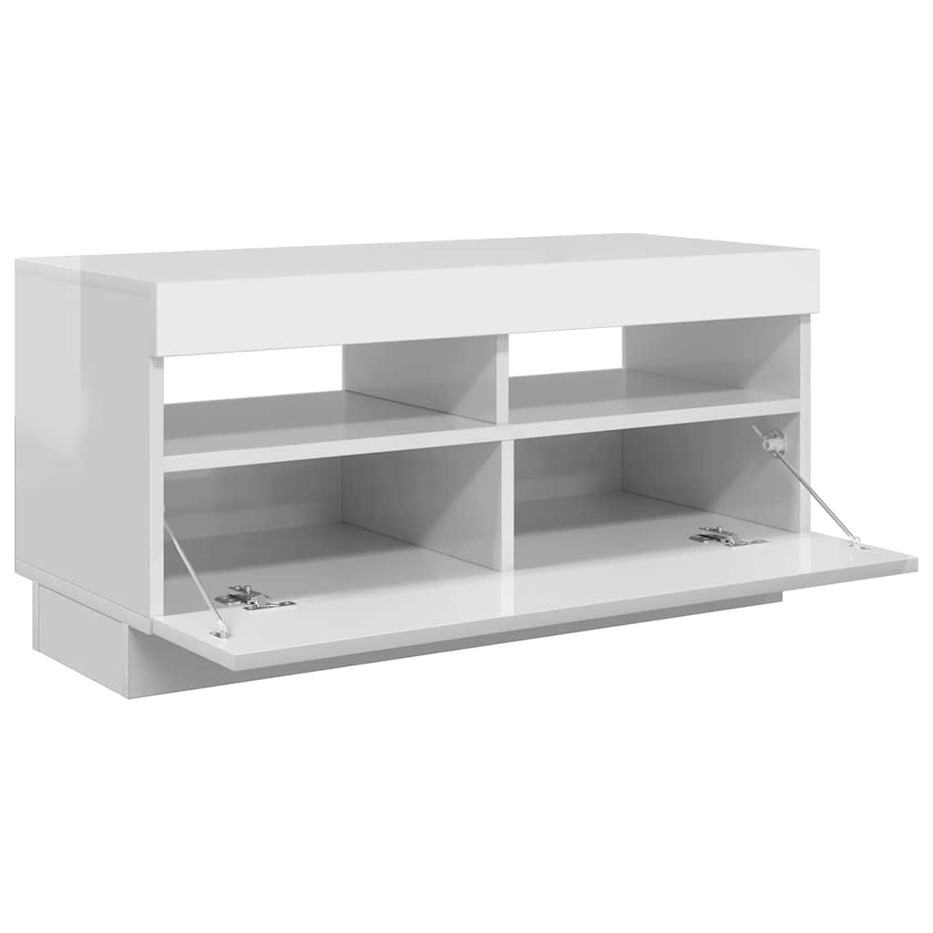 TV-Schrank mit LED-Leuchten Hochglanz-Weiß 80x35x40 cm