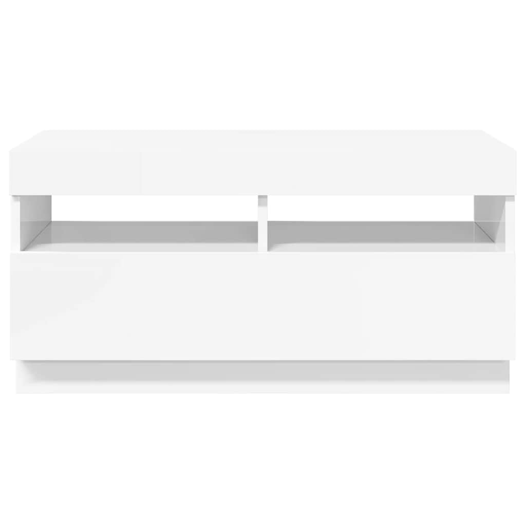 TV-Schrank mit LED-Leuchten Hochglanz-Weiß 80x35x40 cm