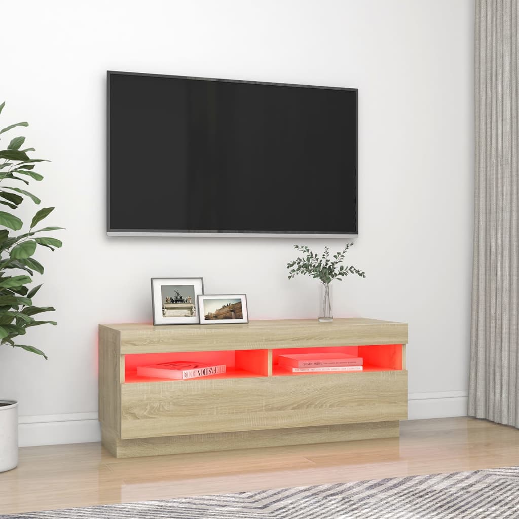 TV-Schrank mit LED-Leuchten Sonoma-Eiche 100x35x40 cm