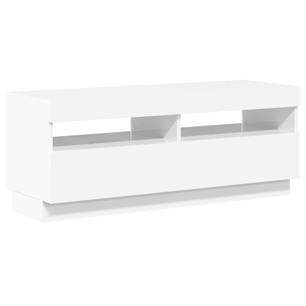 TV-Schrank mit LED-Leuchten Hochglanz-Weiß 100x35x40 cm