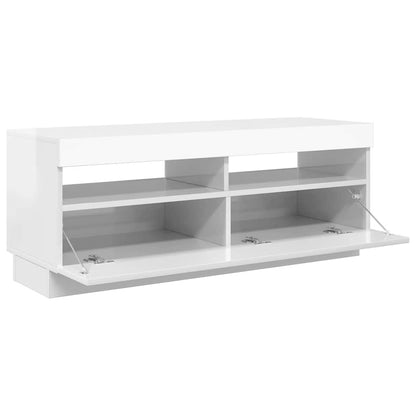 TV-Schrank mit LED-Leuchten Hochglanz-Weiß 100x35x40 cm