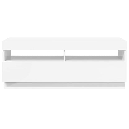 TV-Schrank mit LED-Leuchten Hochglanz-Weiß 100x35x40 cm