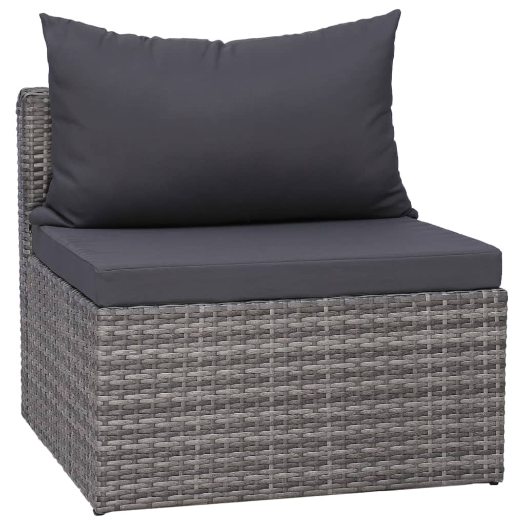 9-tlg. Garten-Lounge-Set mit Kissen Poly Rattan Grau