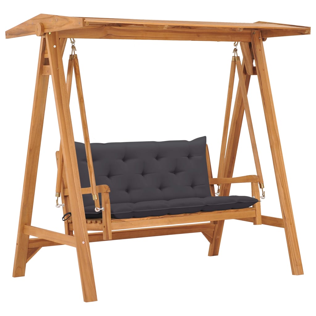 Hollywoodschaukel mit Anthrazit Auflage 170 cm Massivholz Teak