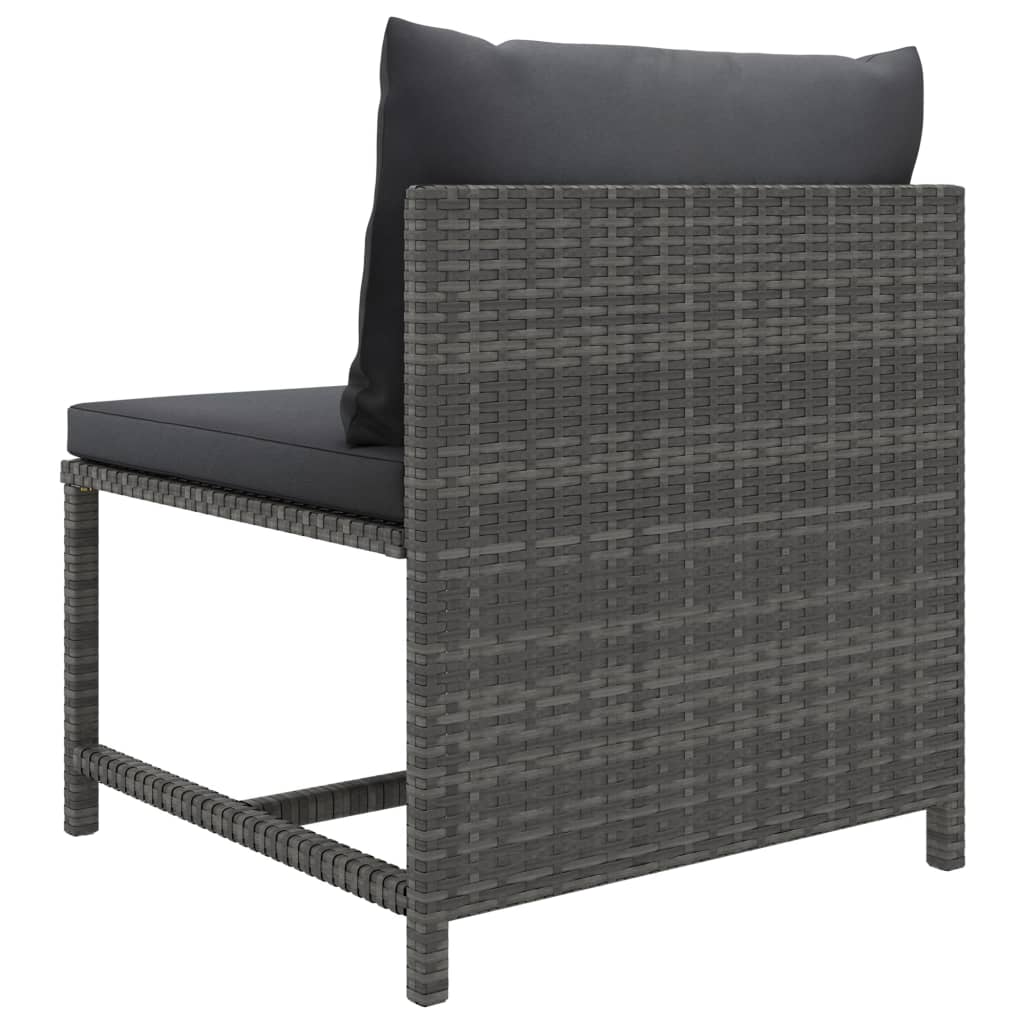 10-tlg. Garten-Lounge-Set mit Kissen Poly Rattan Grau