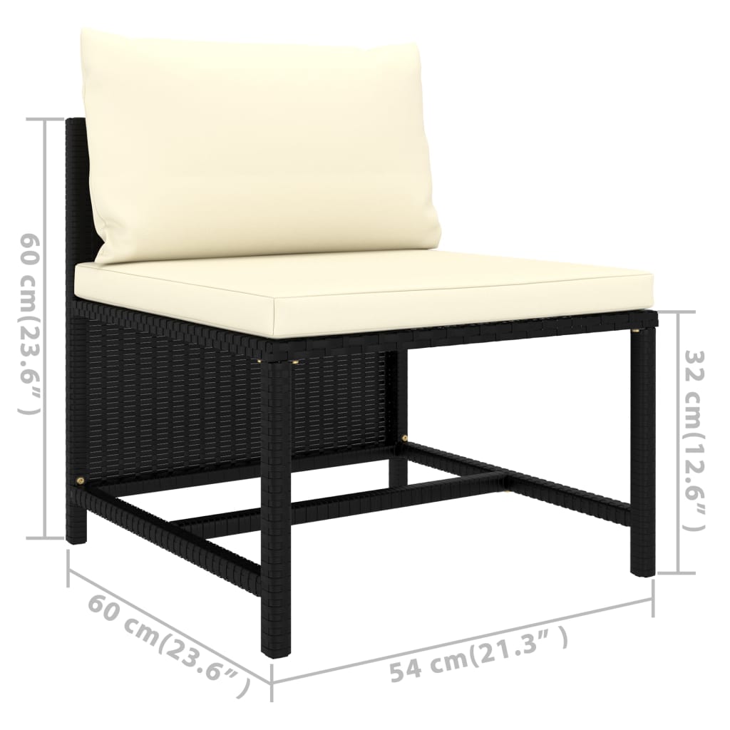 6-tlg. Garten-Lounge-Set mit Kissen Poly Rattan Schwarz