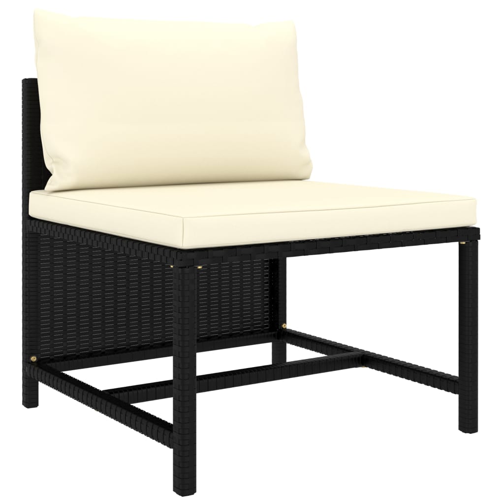 8-tlg. Garten-Lounge-Set mit Kissen Poly Rattan Schwarz