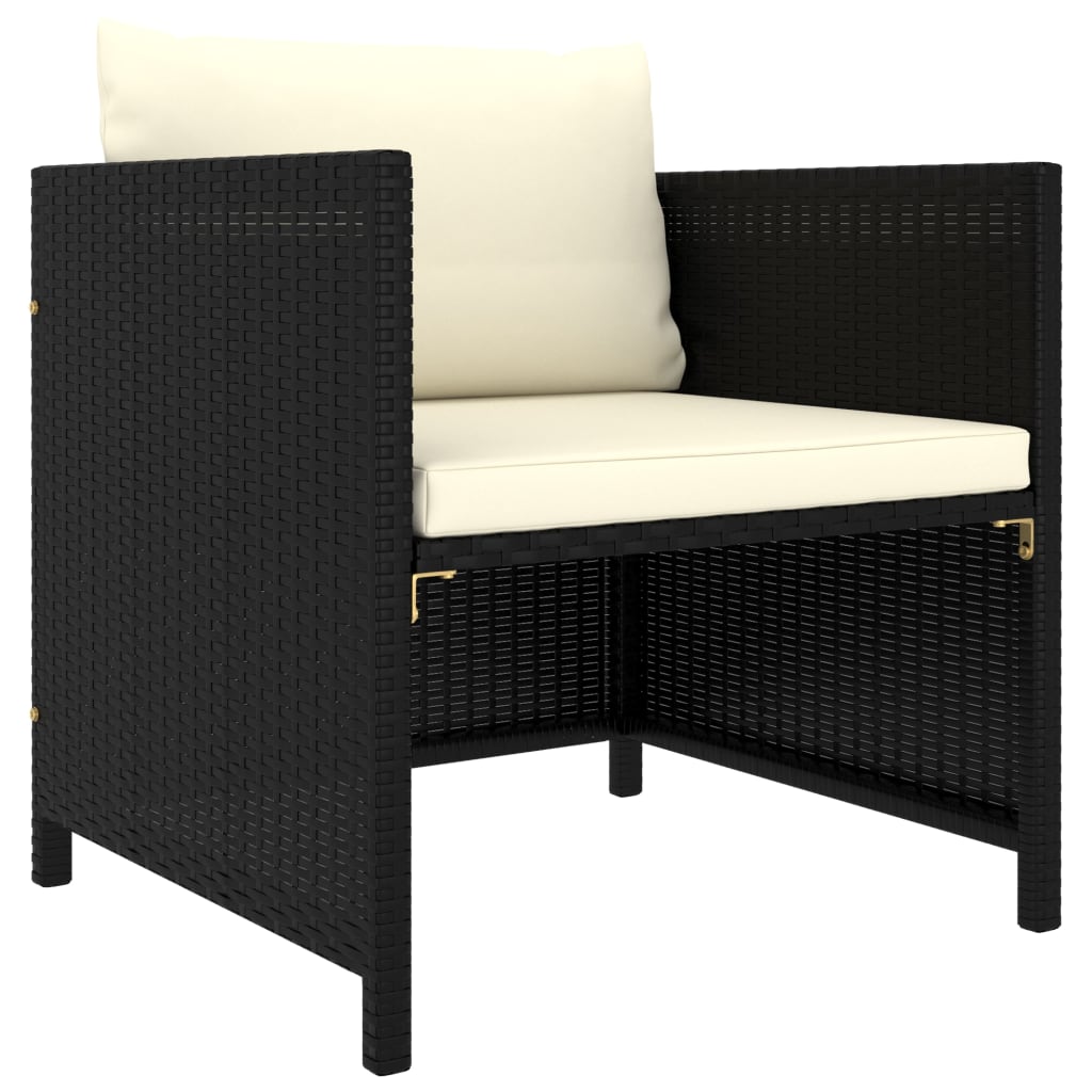 8-tlg. Garten-Lounge-Set mit Kissen Poly Rattan Schwarz