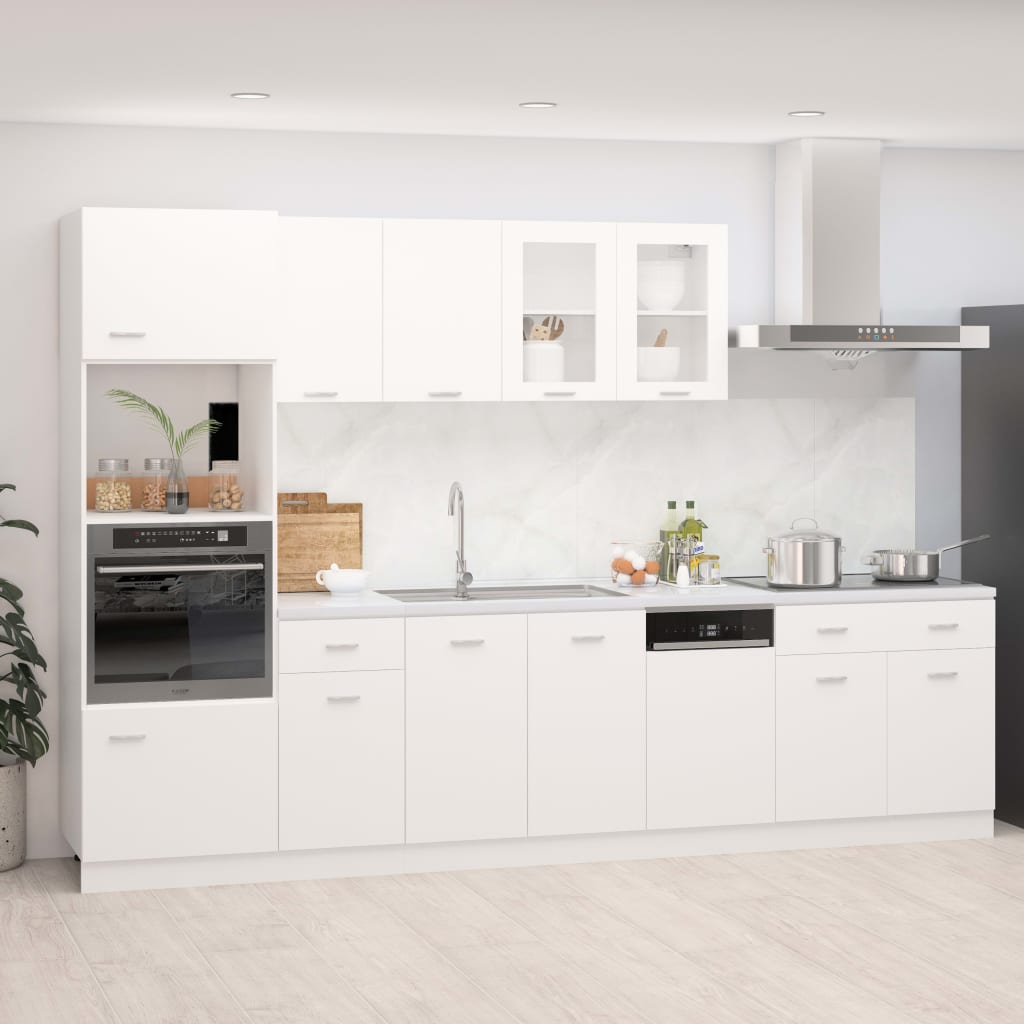 7-tlg. Küchenzeile Lyon Weiß Holzwerkstoff